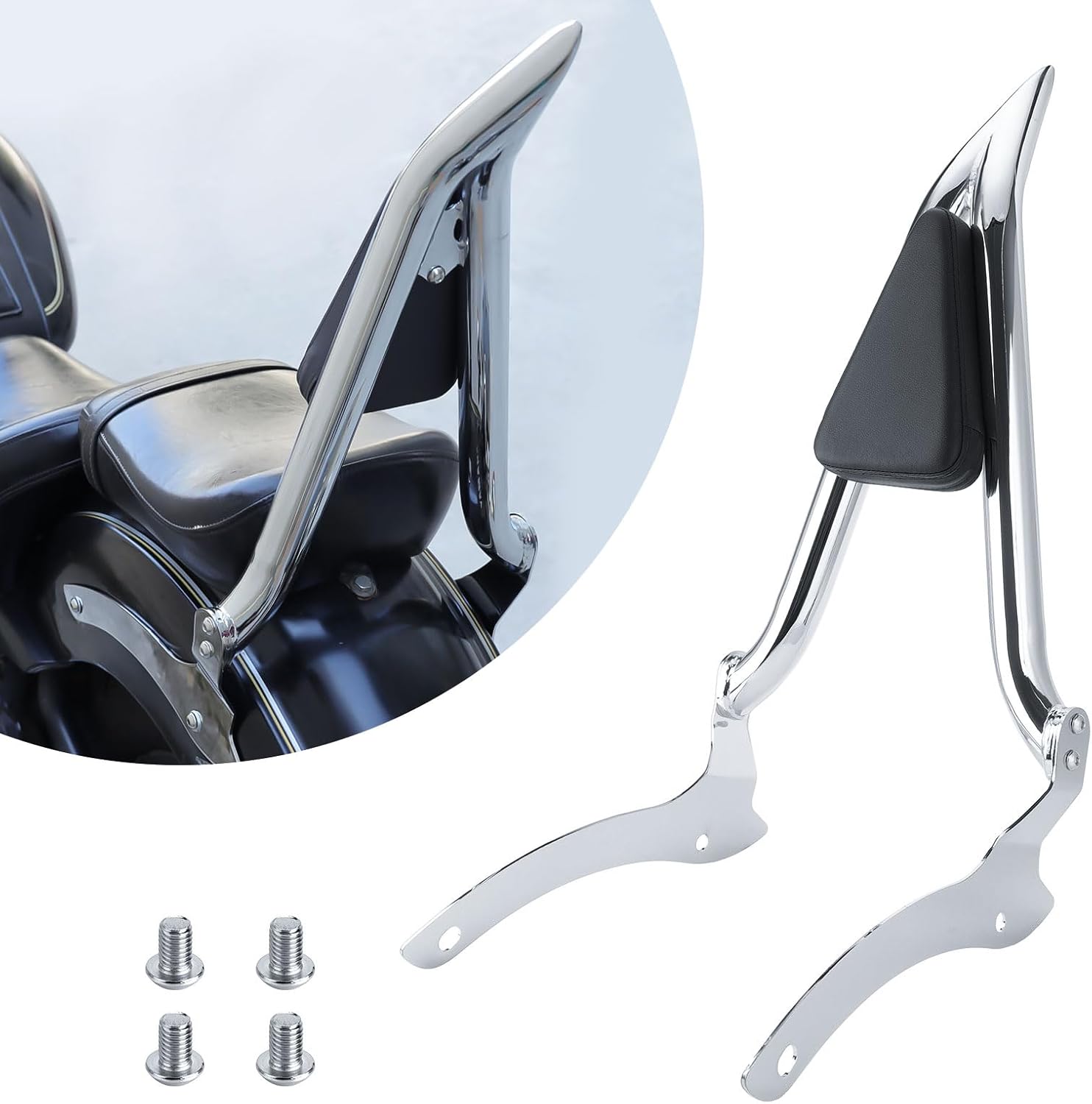 Passenger Rear Backrest Sissy Bar Luggage Rack Pad Kit Compatible With Yamaha V Star Drag Star XVS 1100 Classic 2000-2011