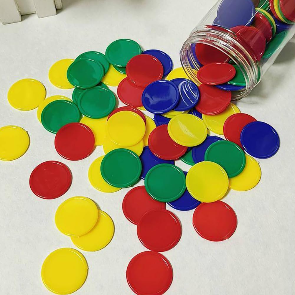 HugeDE 100 Pcs 3.1cm Plastic Learning Counters Poker Card Game Chips Counting Discs Markers Educational Sorting Counters Game Tokens Coins for Learning Math - Image 3