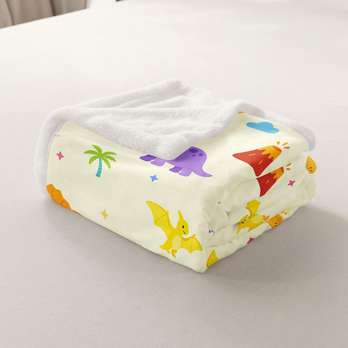Castle Fairy Cute Dinosaur Kids Throw Blanket,40 x 50 Inches image 3