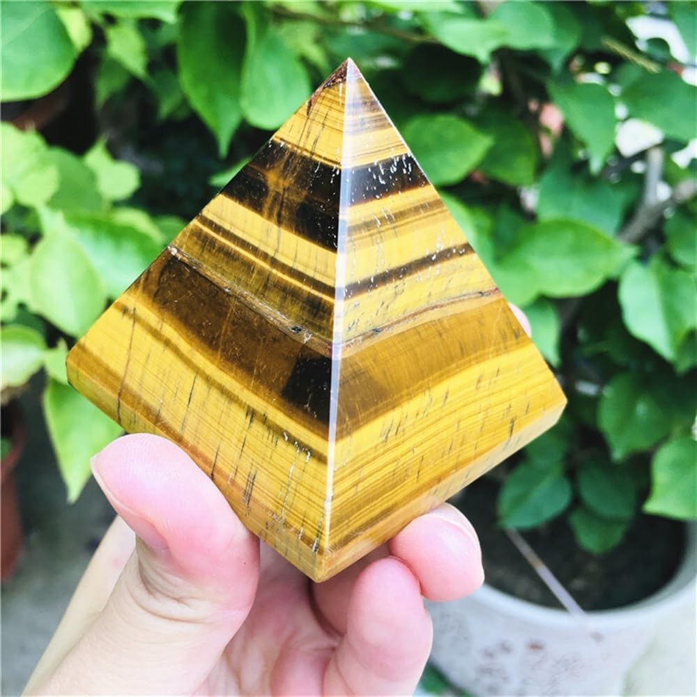 KatLin Tigers Eye Quartz Healing Pyramid Natural Mineral Triangled Crystal Point Ornaments (Size : About 4cm)