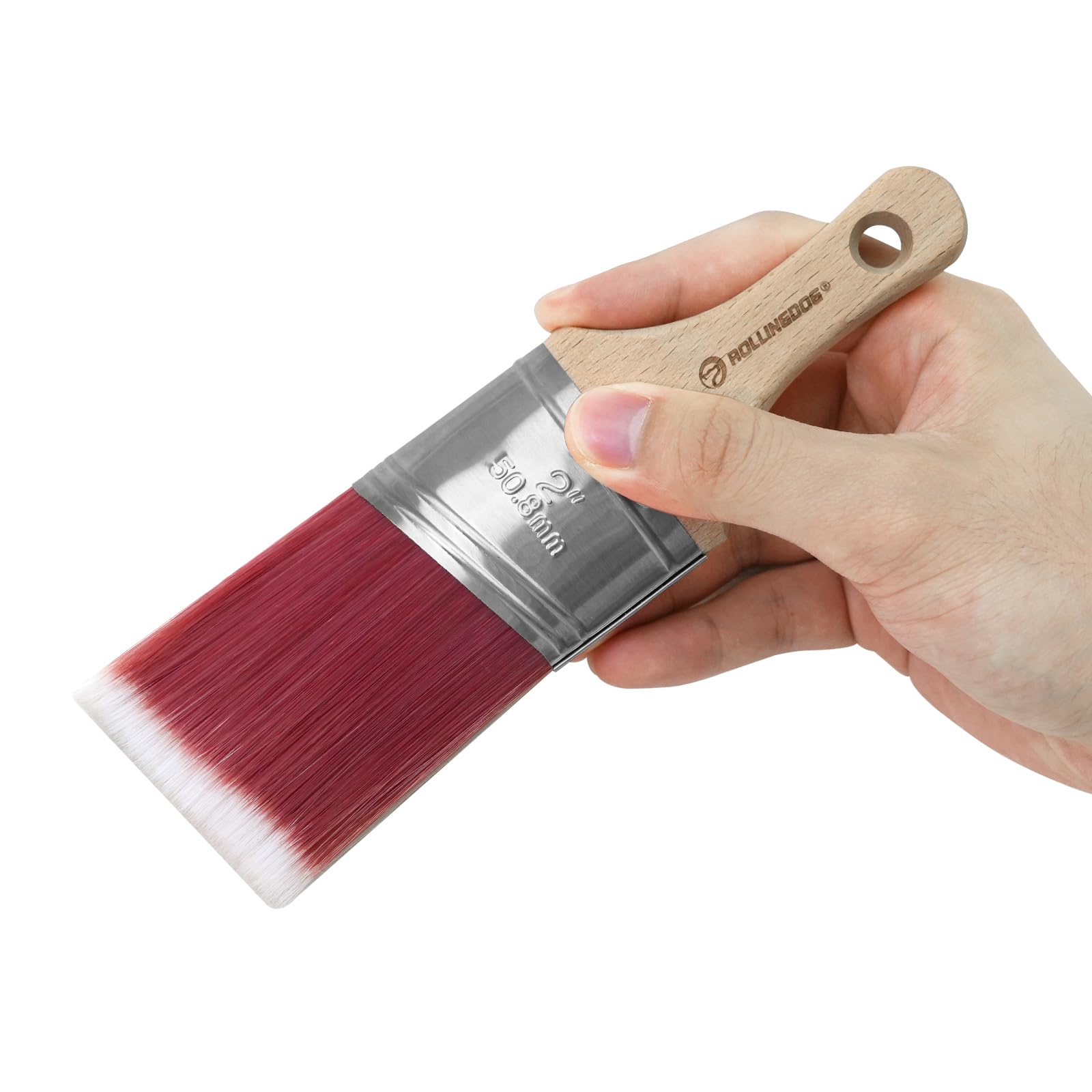 ROLLINGDOG 2" Angular Paint Brush - Oval Stainless Steel Ferrule,More Bristles for Higher Paint Load,Short Handle for Trimming & Cutting in