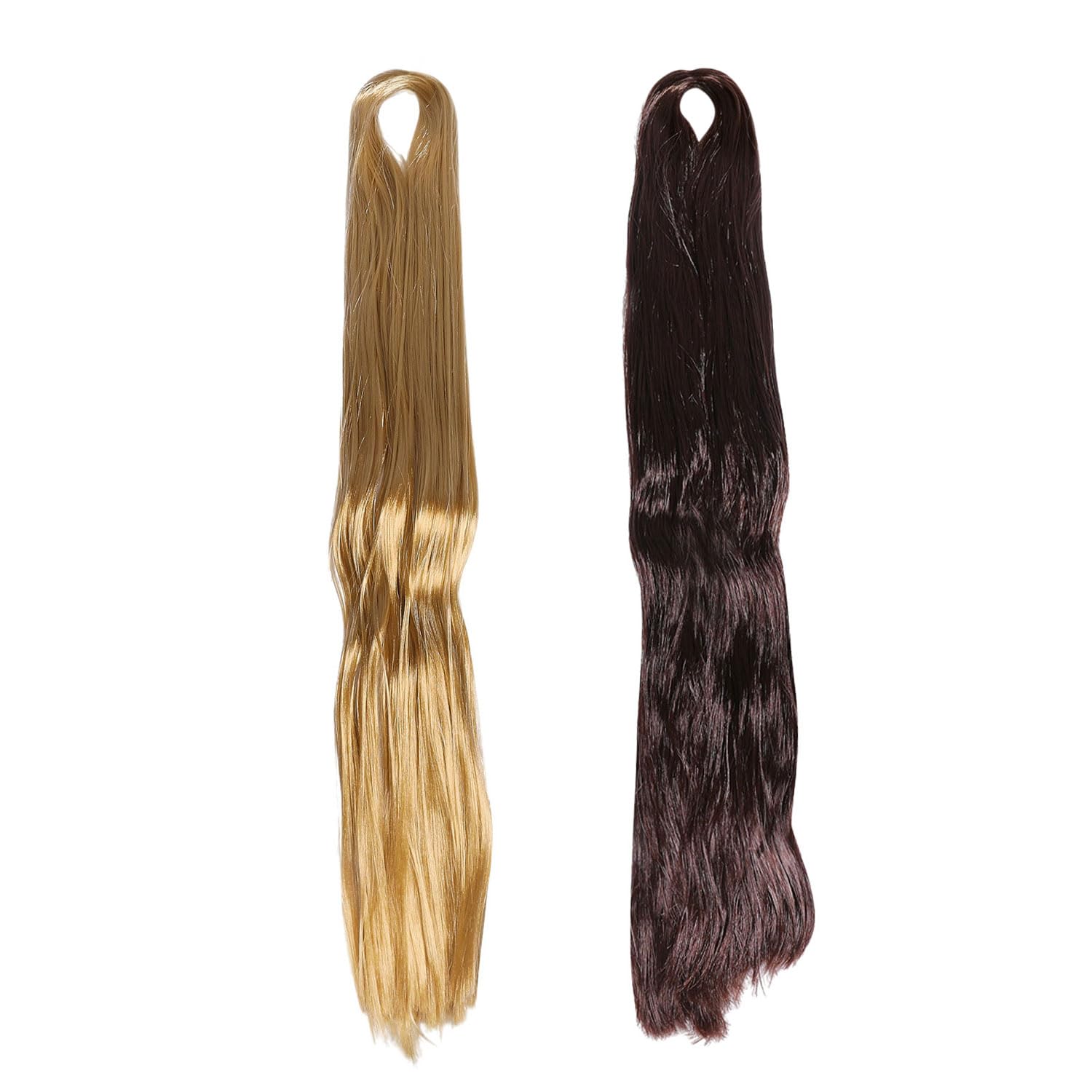 GLOBLELAND 2 Pcs 2 Colors Blond Doll Straight Wig Hair 31.5 inch Brown Silky Long Hairs for Making Dolls Wigs Extension Dolls Accessories for DIY BJD Doll Making Craft
