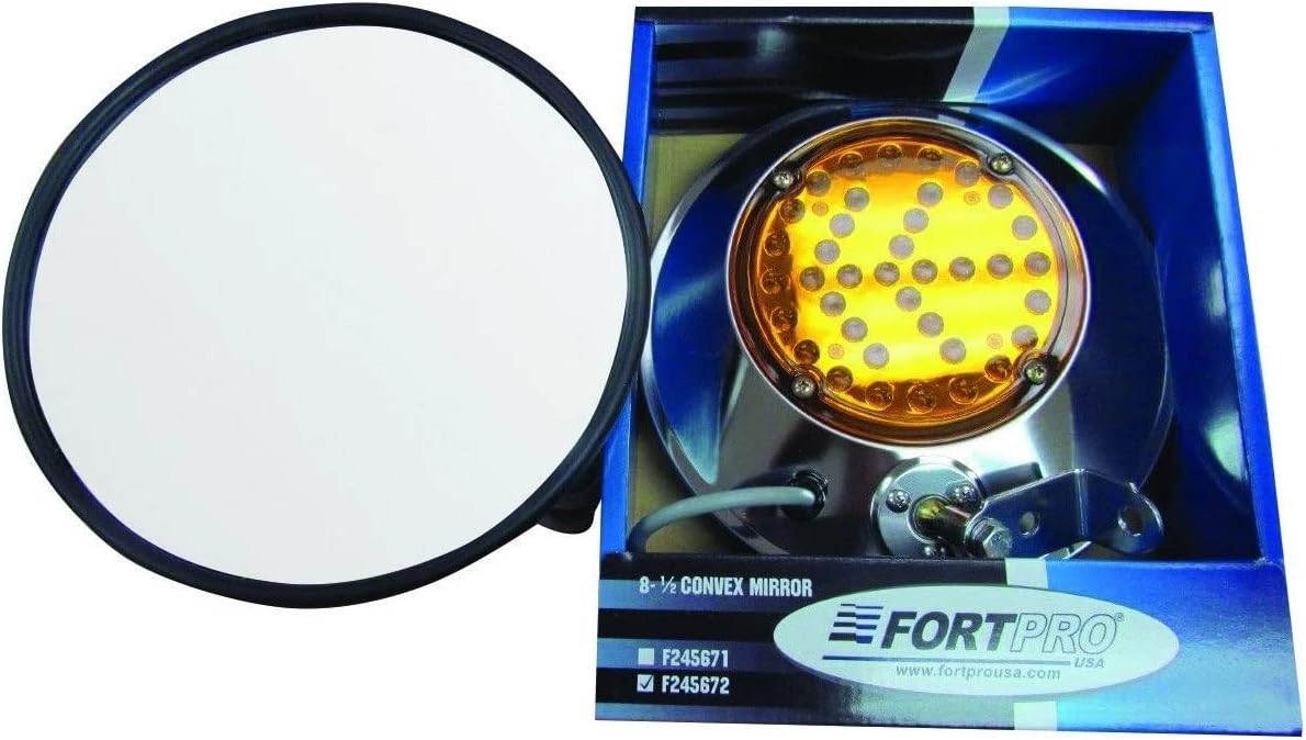 Fortpro 8 1/2" Convex Mirror Stainless Steel with LED Turn Signal - Both Sides | F245671-72BS