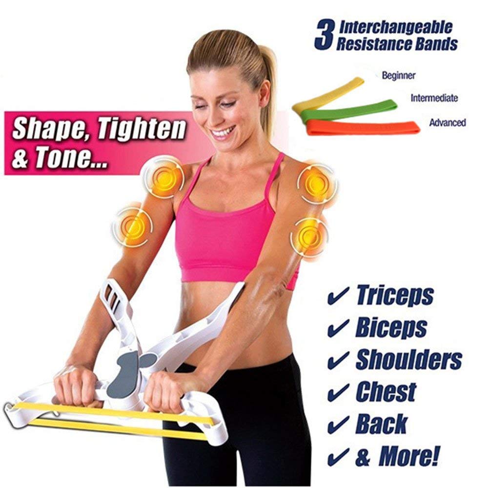 Wonder Arms, Appareils Bras Entraînement Équipement Avant Bras Exerciceur, Arm Upper Body Workout Machine avec 3 Bandes Blanc