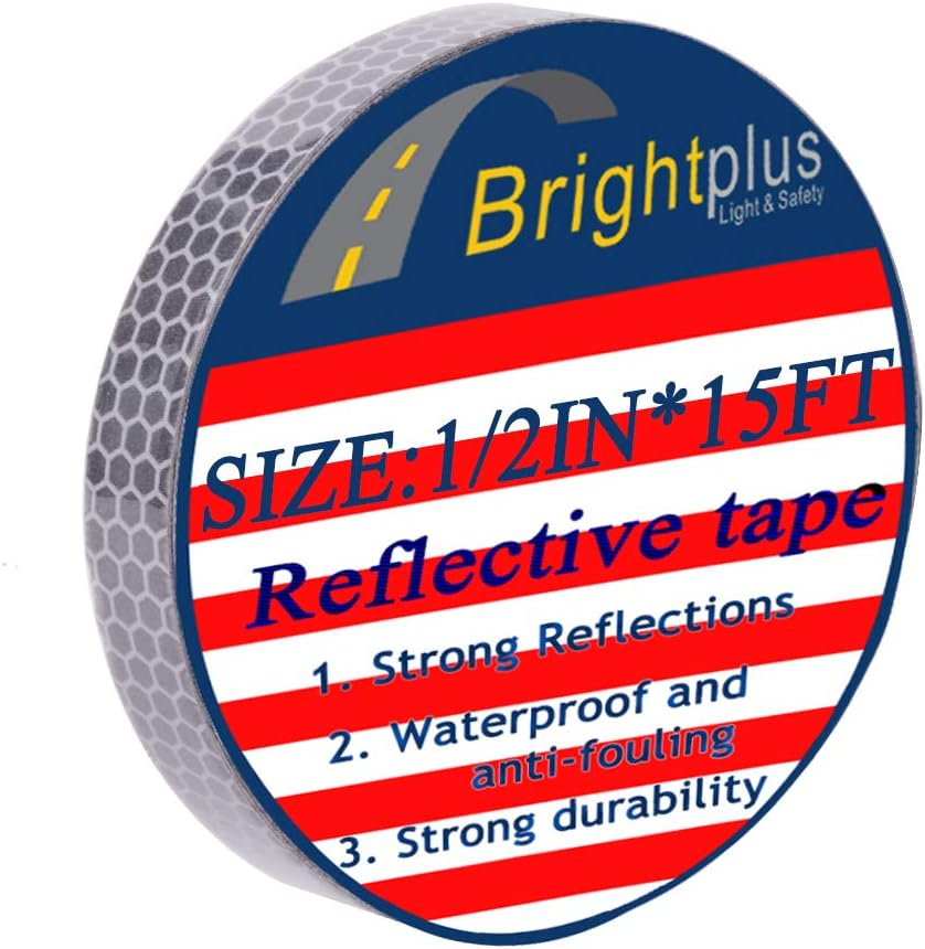 Product image of BRIGHT PLUS LIGHT & SAFETY High-Intensity Reflective Tape for Vehicles Boats Clothes Helmets Mailboxes,1 Inch by 5 Yards, Silver & White