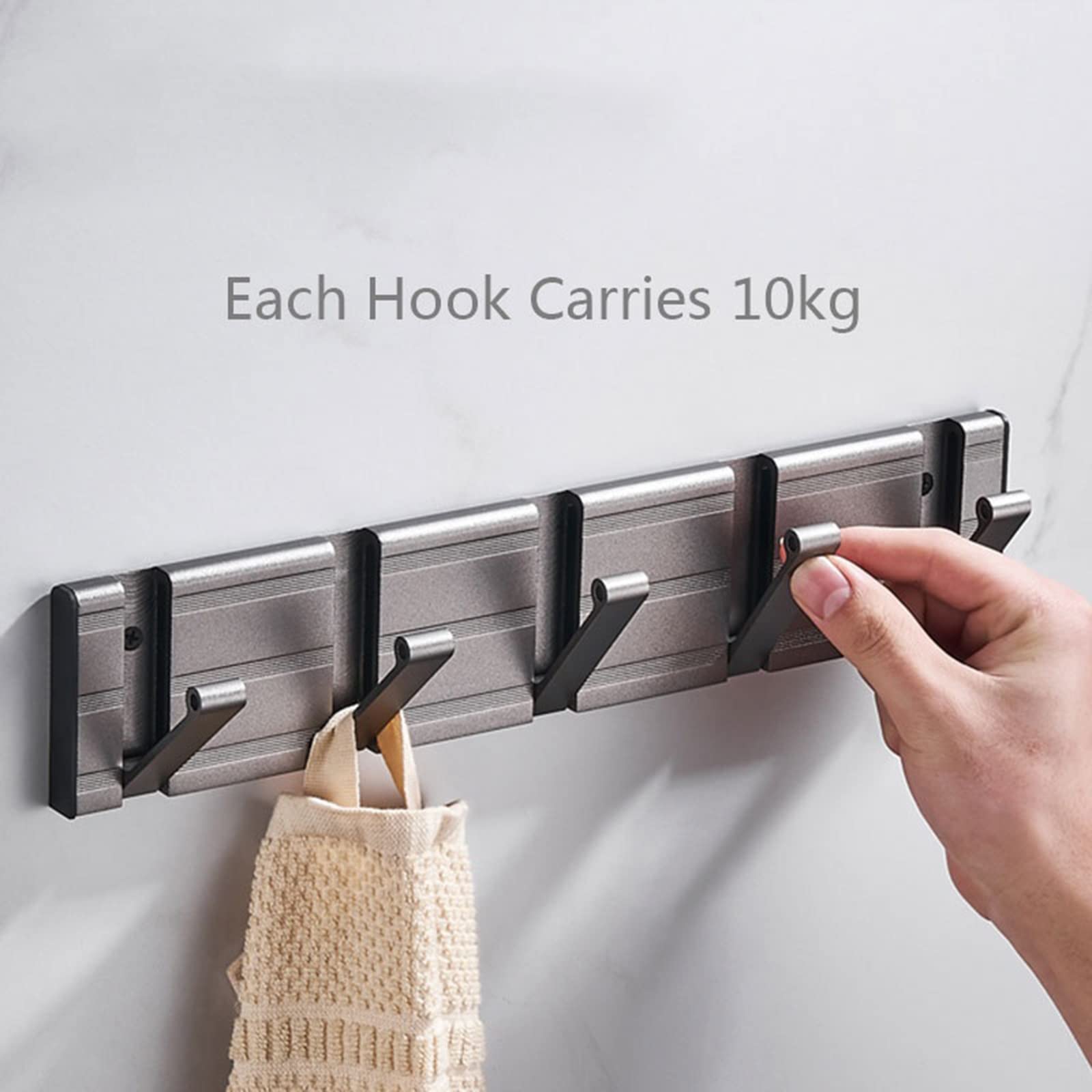 ISCBAFYX Percheros, Perchero montado en la Pared, Gancho para Abrigos de baño, Perchas de Pared, Soporte para Toallas, Colgar Ganchos para Batas, Gancho de Pared Plateado/Negro Plateado/6 Ganchos