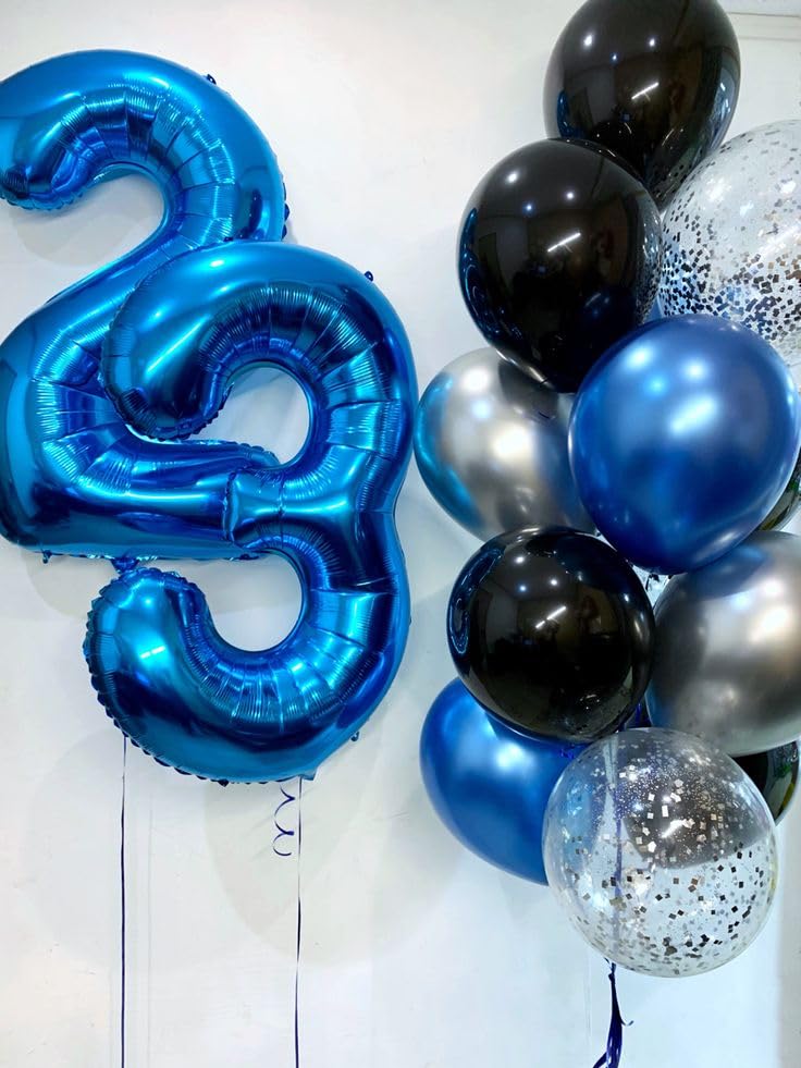 Image of Metallic Blue Number 1 Balloon 40 Inch, 1st Birthday Balloon First Birthday Decorations, Shiny Metallic Blue Party Supplies