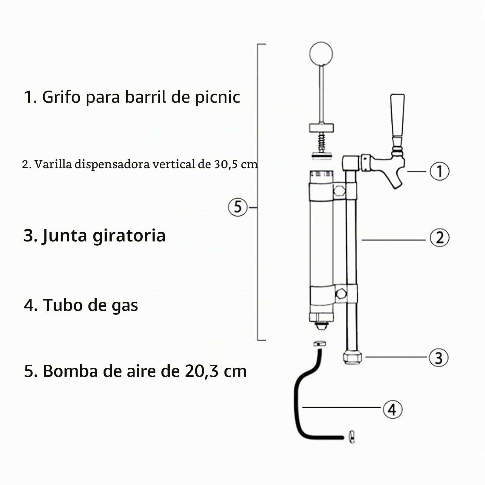 Dispensador de Cerveza,Máquina de Cerveza de Barril, Bomba de Barril de Cerveza G5/8, Grifo de Barril de Cerveza Inyector de CO2 Bomba de Barril de Cerveza