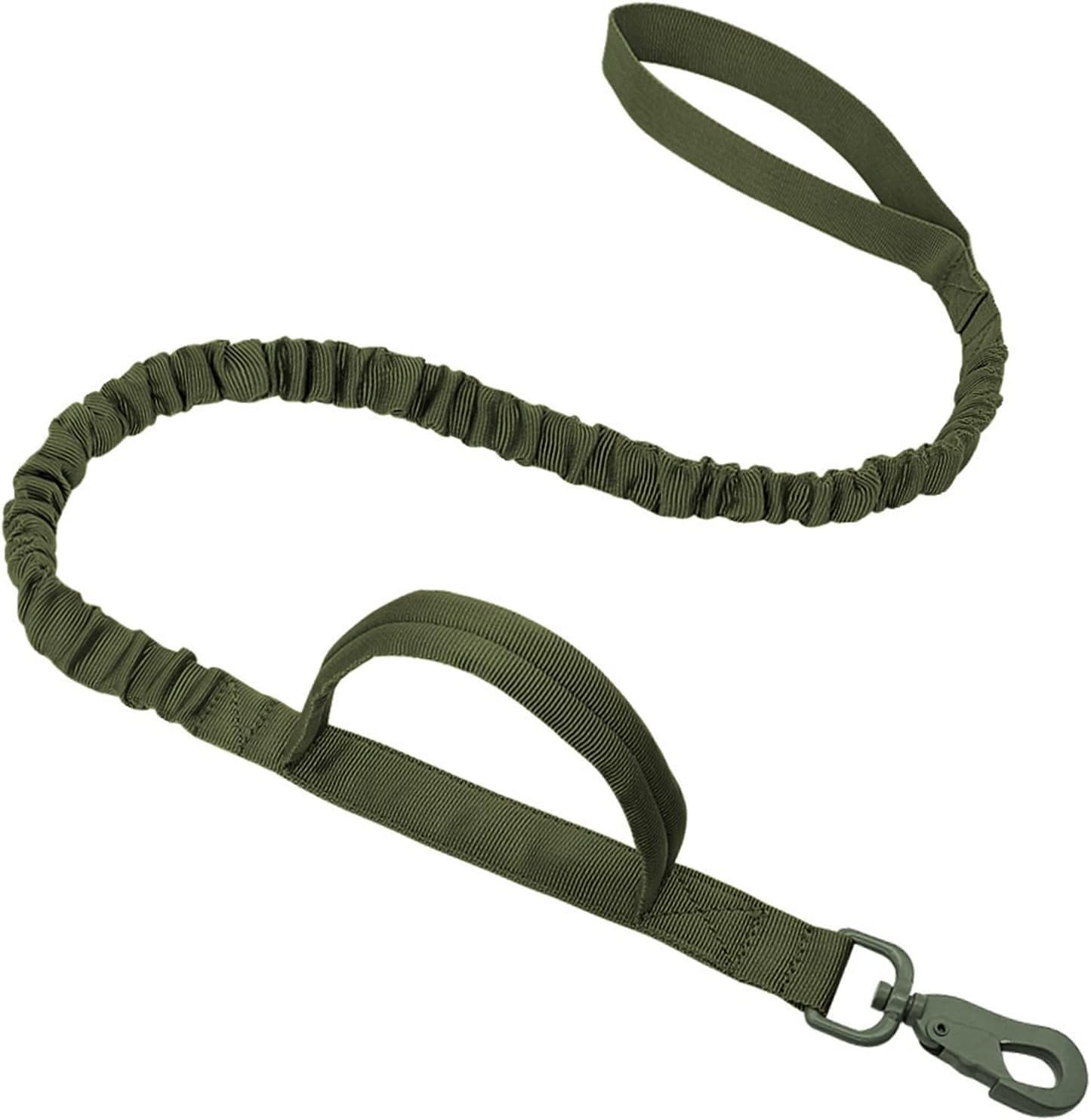 A.C.I.L. Heavy Duty Dog Lead with Dual Handle – Shock Absorbing Bungee Leash for Medium & Large Dogs, Strong Clip for Training & Walking (Black/Dark Green) (Dark Green)