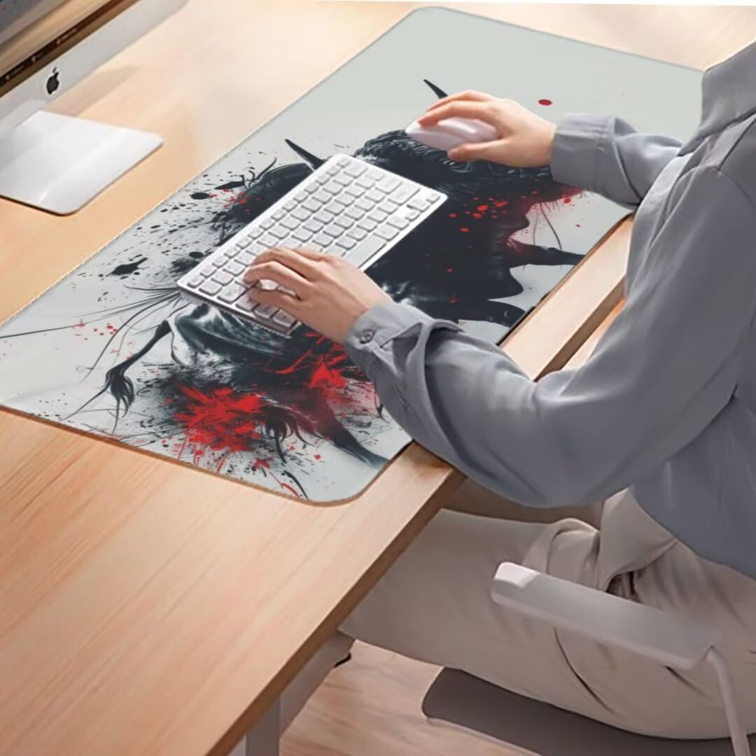 Tappetino Mouse Oscurità Tappetino Mouse XXL 1600 x 800 mm, Mucca Tappetino Scrivania con Base In Gomma Antiscivolo, Tappetino Mouse Gaming Impermeabile Mouse Pad, Maggiore Precisione e Velocità qw688