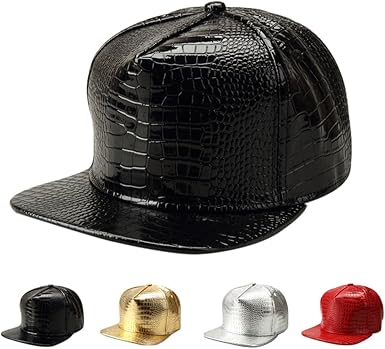 OULII boné de beisebol unissex de crocodilo de couro PU ajustável Hip Hop  boné de aba reta (preto) | Amazon.com.br