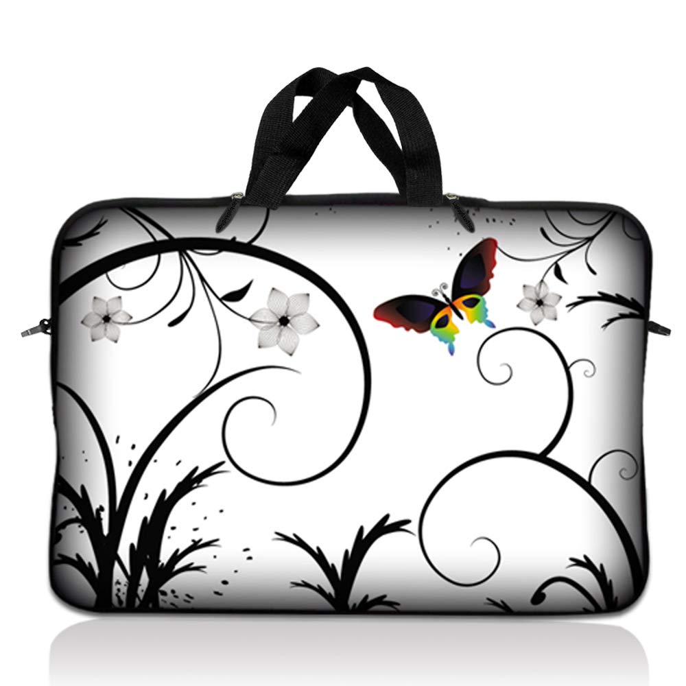 LSS 12.3 inch Laptop Sleeve Bag Carrying Case Pouch with Handle for 11" 11.6" 12" Acer, Asus, Dell, Hp, Sony, Toshiba, Pink Plumeria Flower — view 63