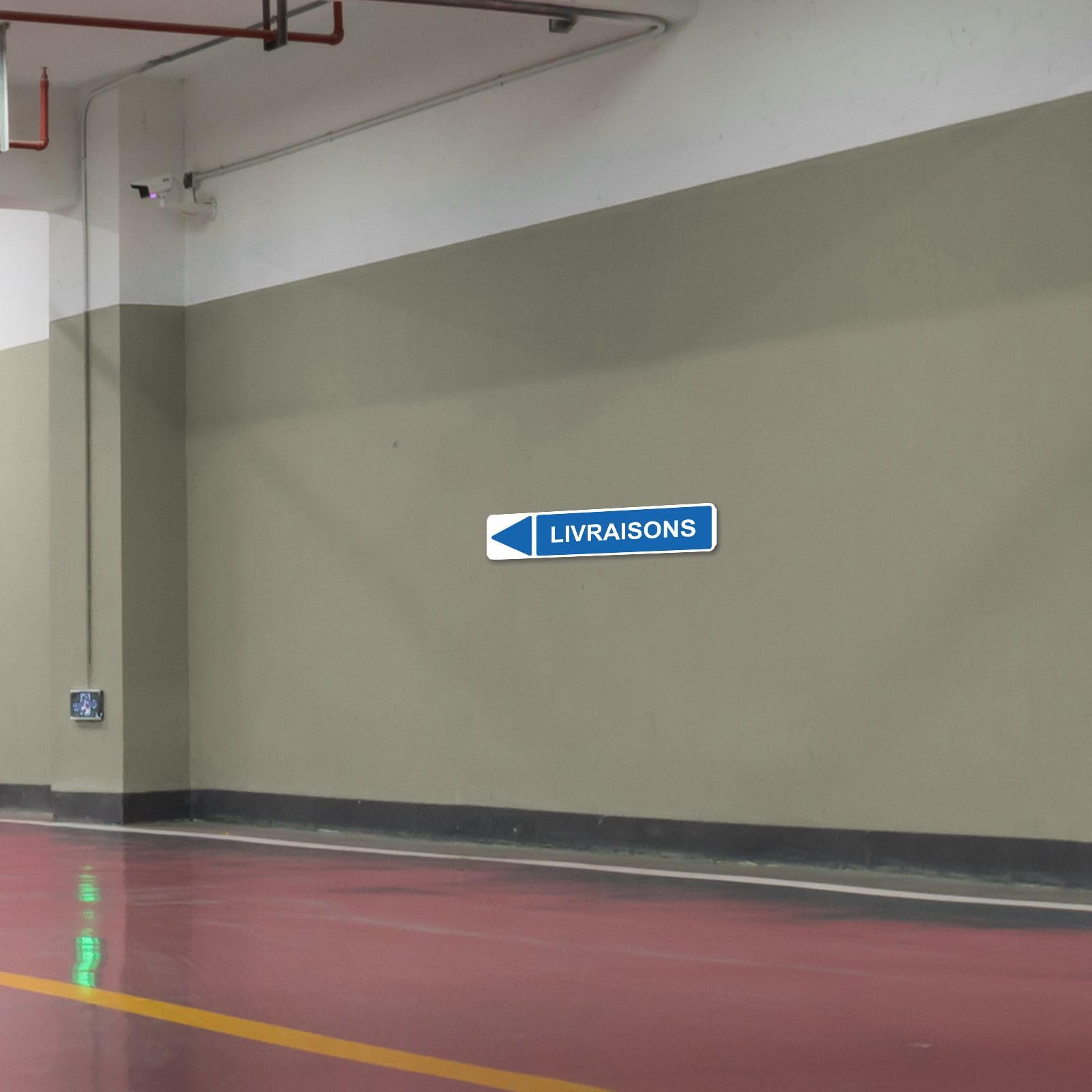 DECOHO - Panneau de signalisation pour parking · Livraisons gauche - 48 x 10 cm - Bleu