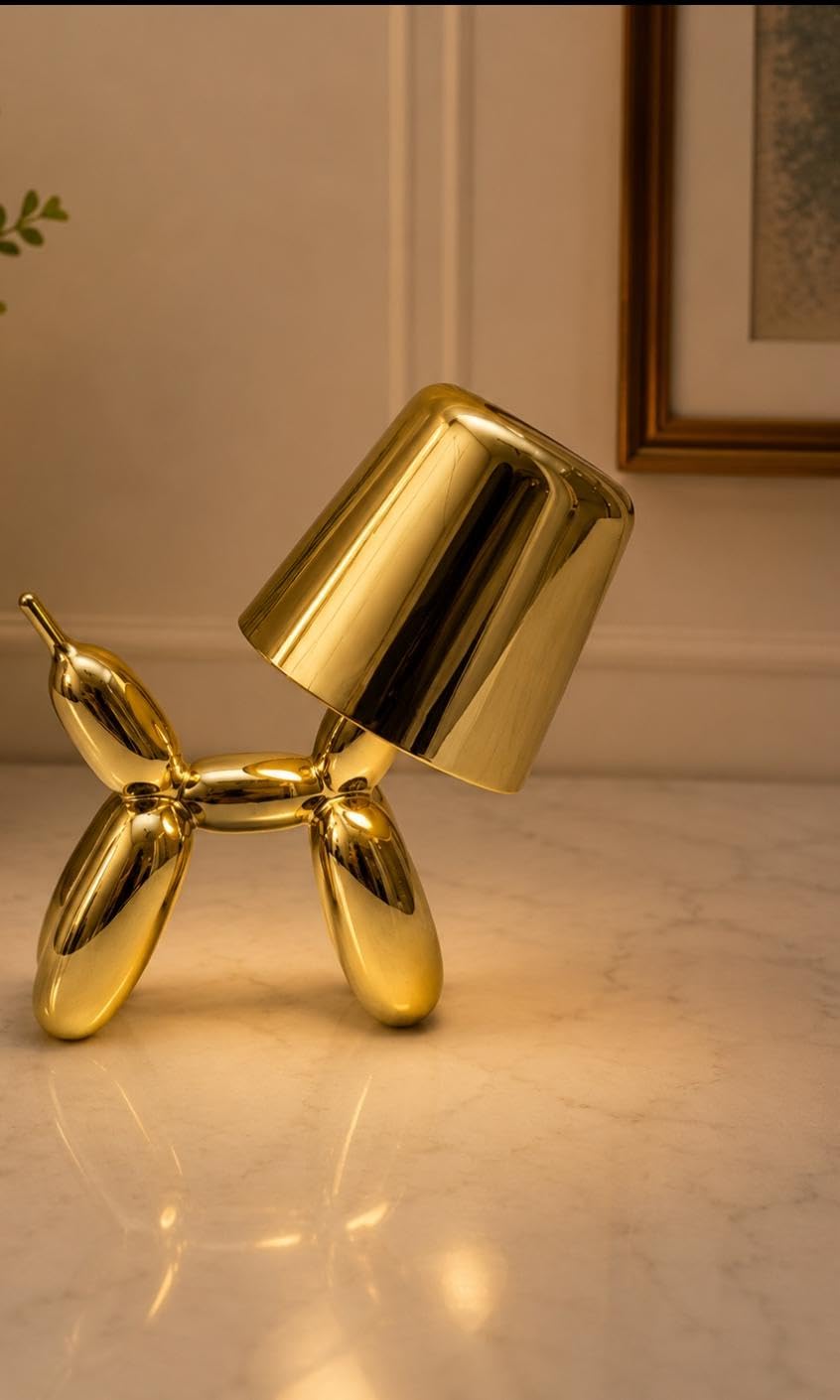 strightline: Balloon Dog Table Lamp, Gold Finish, Decorative Sculpture Light for Bedroom and Drawing Room-image-4