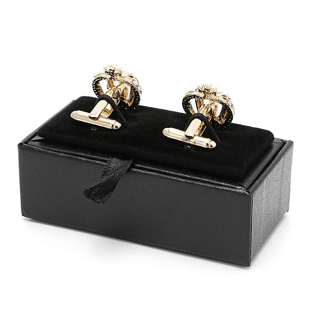 Boîte de rangement pour boutons de manchette en cuir pour homme Noir