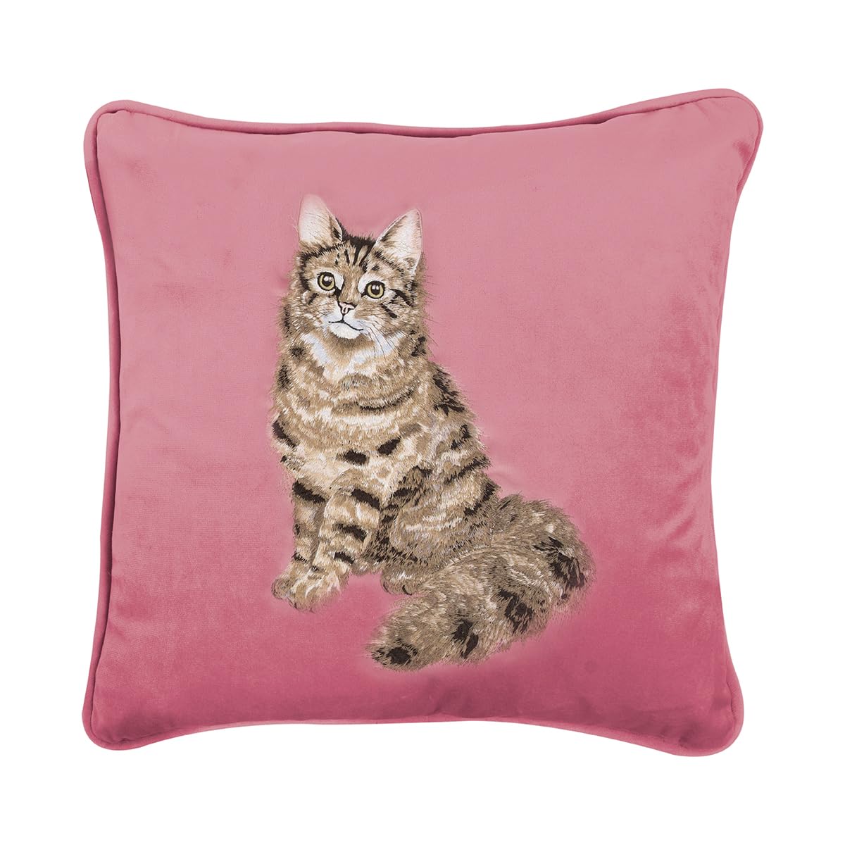 Wrendale Designs Pink By Hannah Dale 'Feline Fabulous' Cat Embroidered Cushion