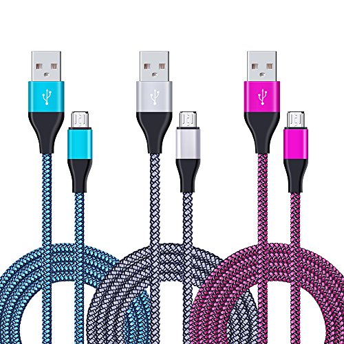 USB Cable Android, CIQILY 3-Pack 6ft Long Nylon Braided Micro USB Charging Cable Android Charger Cord USB Cable Android, CIQILY 3-Pack 6ft Long Nylon Braided Micro USB Charging Cable Android Charger Cord
