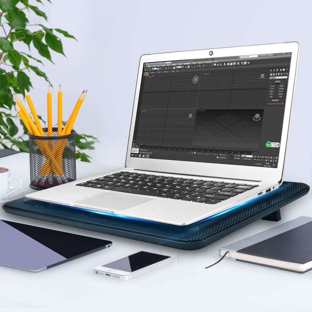 TeckNet Support Ventilé Ordinateur Portable 12-17 Pouces 3 Ventilateurs 118mm Silencieux 2 Ports USB