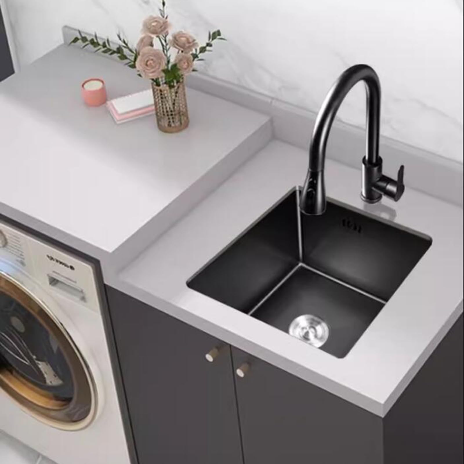 Fregadero de sifón de acero inoxidable de varios tamaños para caravanas, lavabo compacto para cocinas pequeñas y bares, diseño que ahorra espacio (60 x 43 x 21,5 cm)