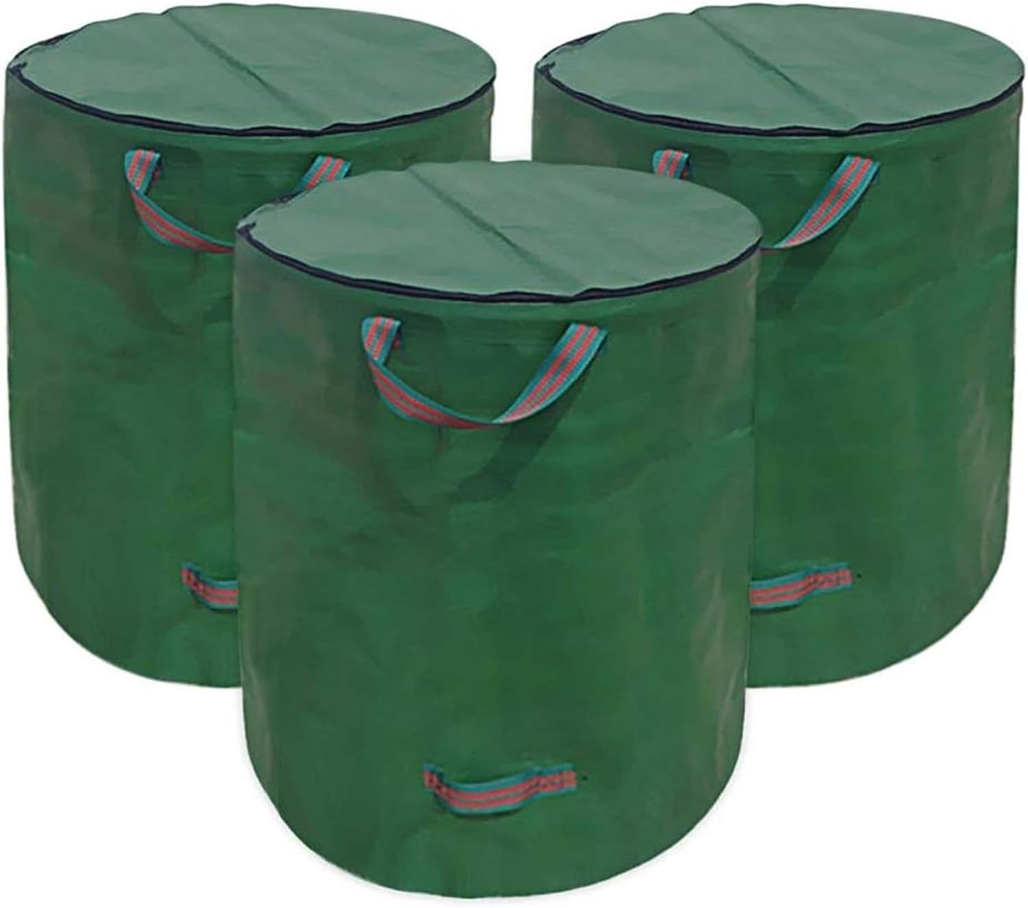 Ykgutilu Green Garden Waste Bag - Garden Bag With Lid - 272L Garden Waste Bag - Foldable Garden Bag Self-Standing With 4 Handles, Zip Waterproof For Garden Waste Leaves Lawn Plant (3)