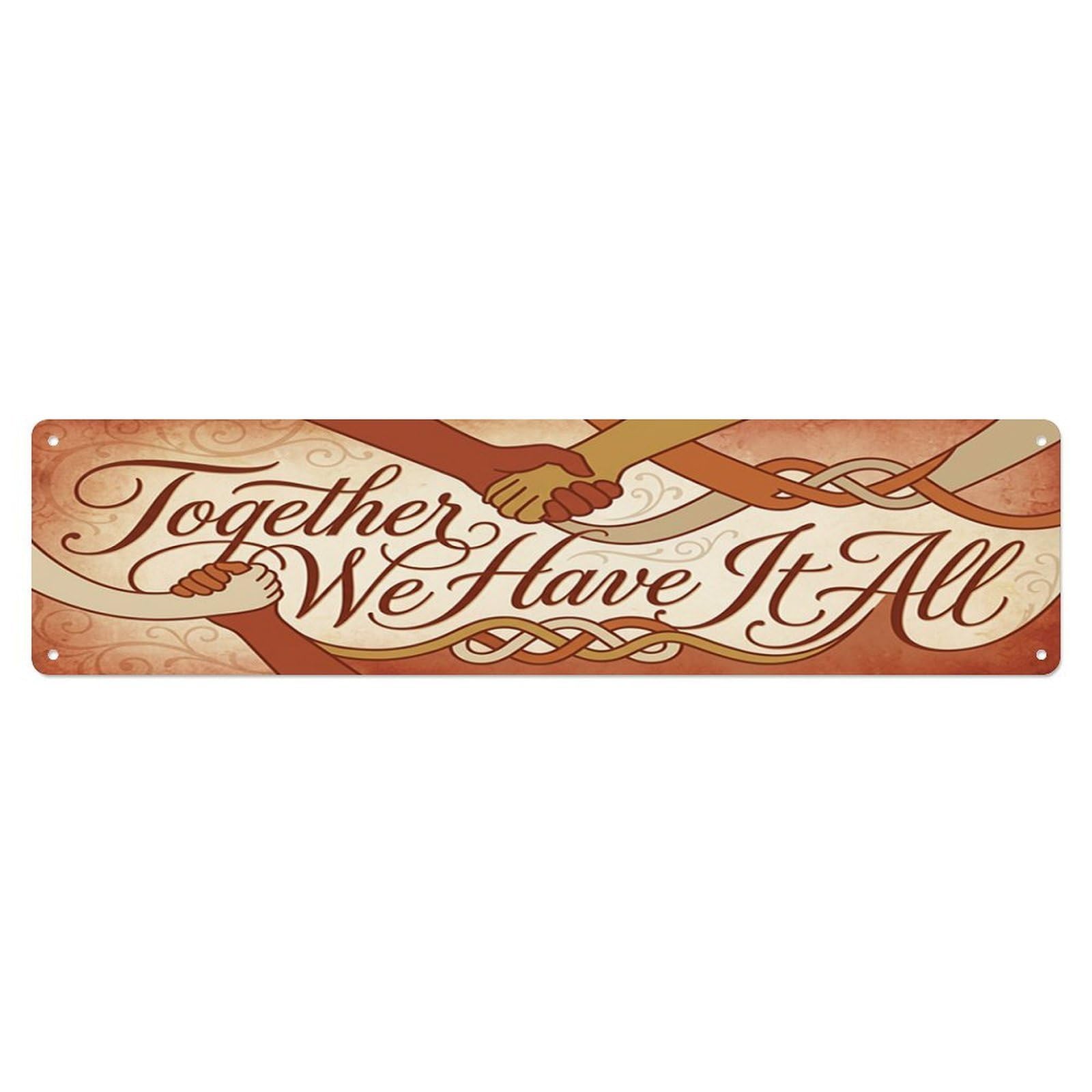 Hands Together Family Metal Tin Skinny Sign Plaque Wall Decor for Cafe, Club Bar, Office, Home Garden Metal Poster 4x16Inch