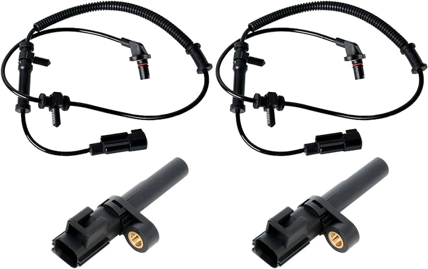 4 ABS Wheel Speed Sensors Front Rear Fit for Dodge Ram 1500 2010 & Ram 1500 2011-2012, ABS Sensors Replace# 68060333AB, 56028668AA,Driver and Passenger Side