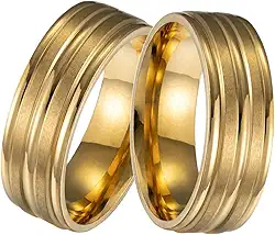 Alianças Italianas Par Diamantadas Aço Com Tungstenio Banhadas a Ouro 24k e Caixa de Veludo Premium Casamento Noivado Namoro