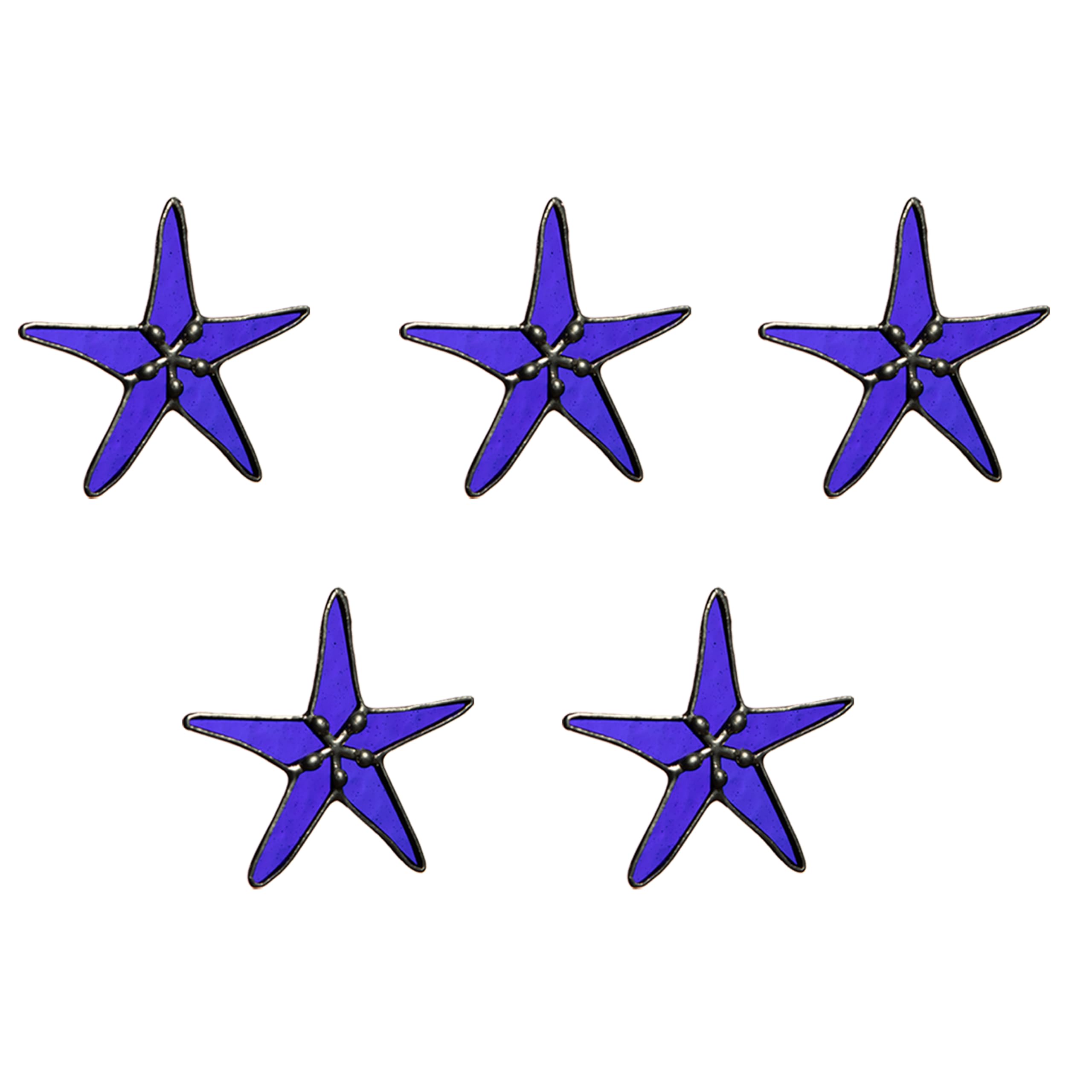 5 PCS Cobalt Blue Stained Glass 3" Starfish Ornament Bundle Decoration Suncatcher Coastal Home Decor, Bedroom Decor, Kitchen Decor (Cobalt Blue, 5)