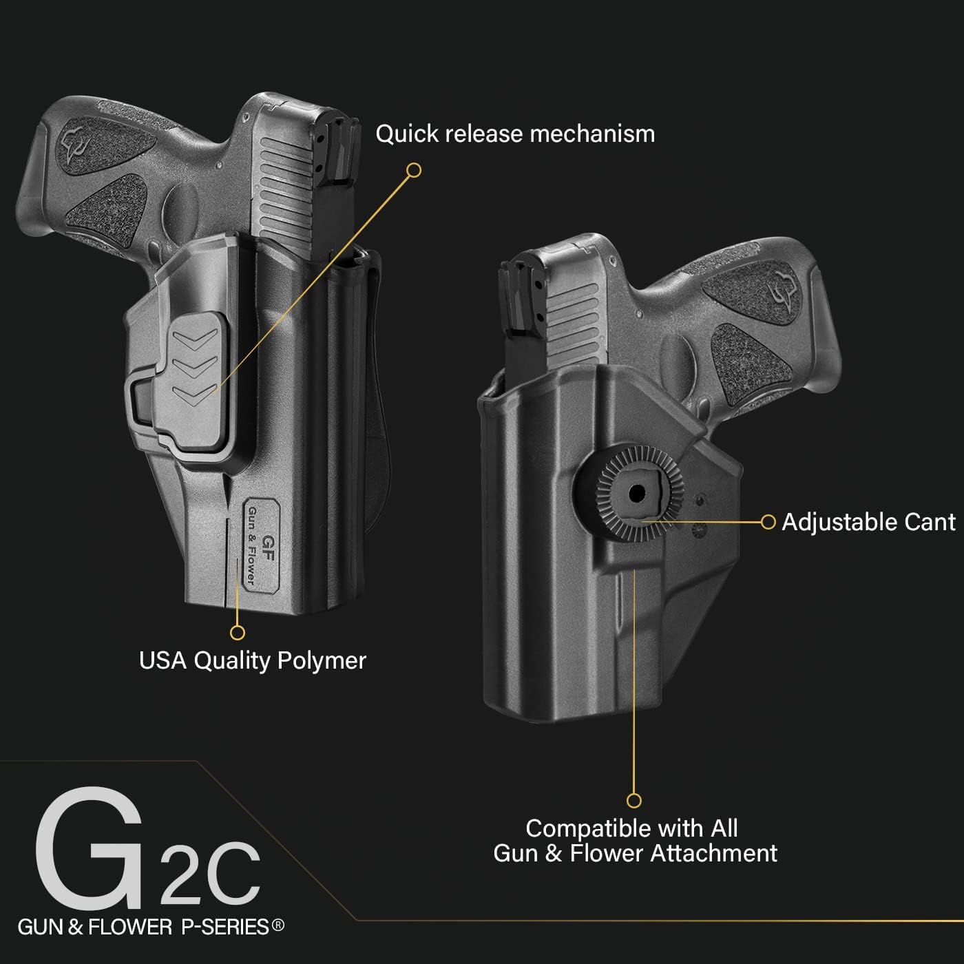 OWB Holster for Taurus G2C/G3C, PT111/PT140 G2, G3C Toro – Index/Thumb Release, RDS Ready Options, Paddle/Clip/IWB Carry, Adjustable Cant, No Wobble, Clear or Black Design