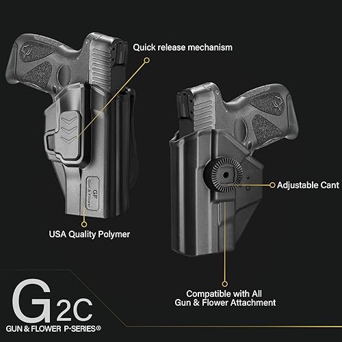 Miniatura 2 de OWB Holster for Taurus G2CG3C, PT111PT140 G2, G3C Toro  IndexThumb Release, RDS Ready Options, PaddleClipIWB Carry, Adjustable Cant, No Wobble,