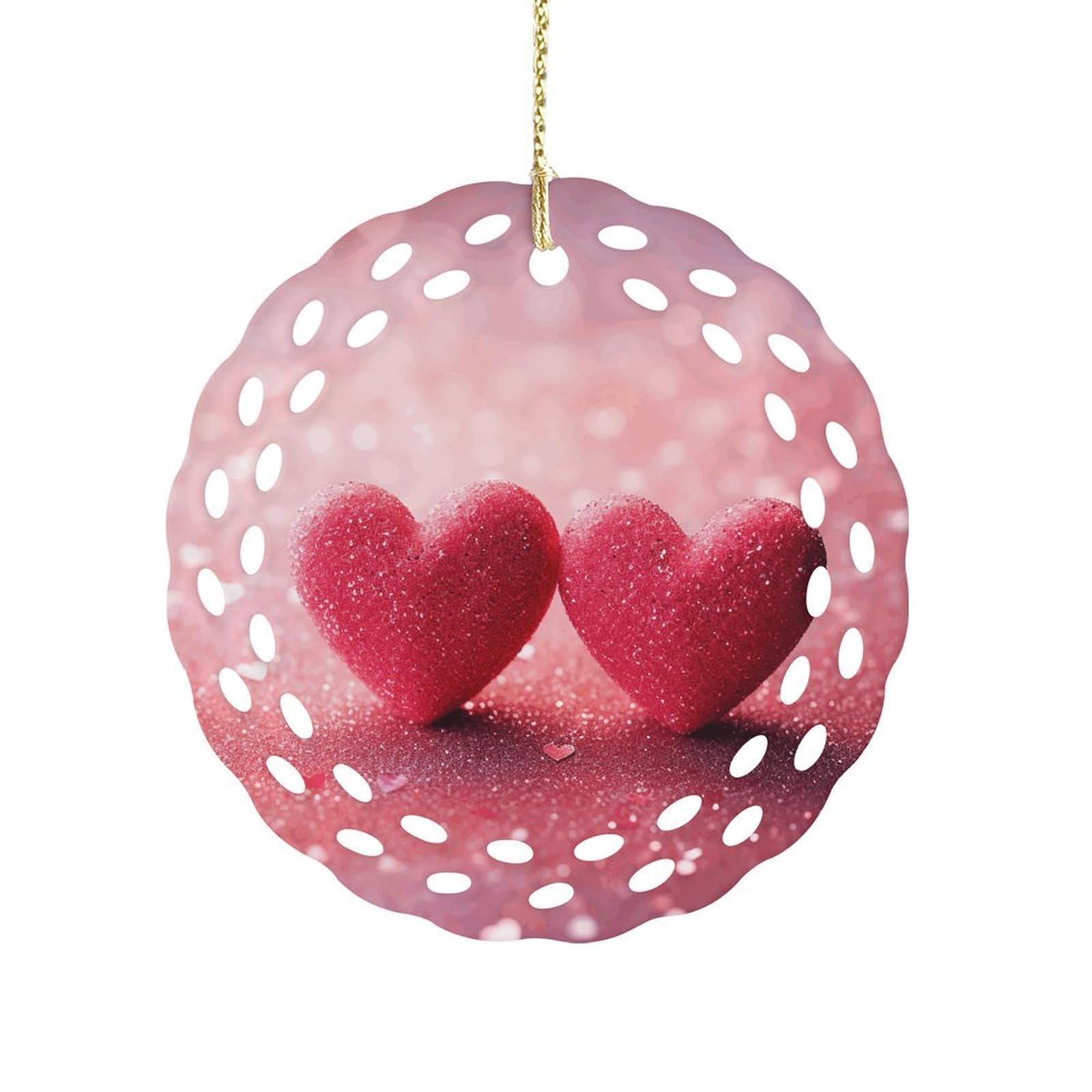 Khauerbc Women's Style Red Heart Pink Glitter Hanging Decorations-3.2 In .Round Ornament For Decorating Shopping Malls, Shops, Homes.holiday Keepsake For Grandma Mothers Birthday.
