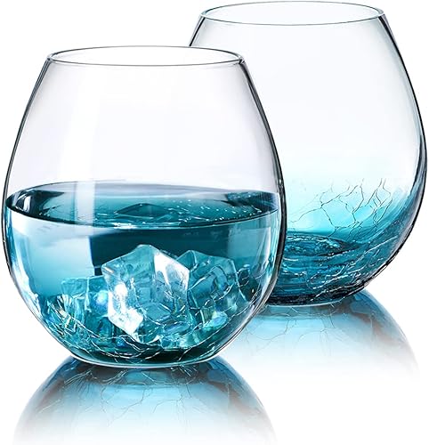 Miniatura 1 de Juego de 2 copas de vino sin tallo para vino tinto o blanco cristalería soplada a mano sin plomo para regalo fiesta de aniversario cumpleaños 17