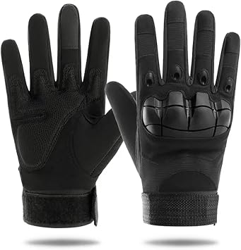GDM Tactical Gloves with Knuckle Protection, Breathable and Anti-Slip, Black