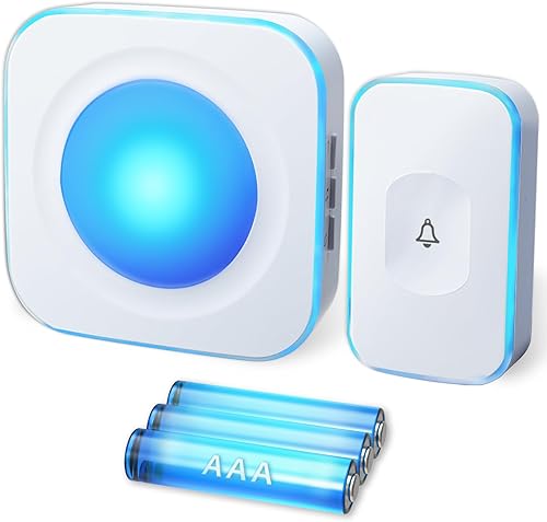 Timbre inalámbrico con pilas, 36 tonos de llamada, 4 volúmenes, timbres inalámbricos para el hogar con 1 botón de timbre de puerta y 1 receptor