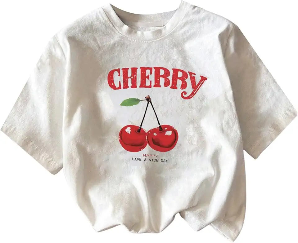 RoseSeek Toddler Girl's Graphic Print Tee Shirt Round Neck Short Sleeve T Shirts Summer Cute Trendy Tops