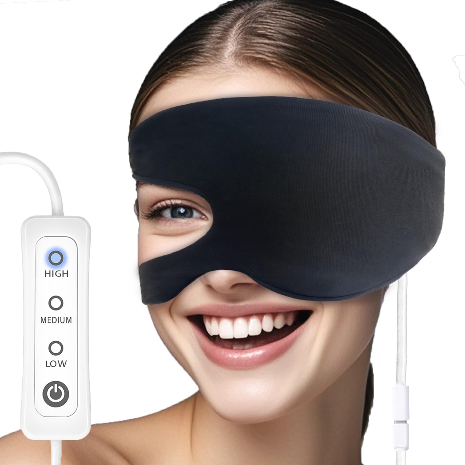 Stye Eye Compress Heated Single Eye Mask Warm Compress for Stye Treatment, Chalazion, Dry Eyes Relief Electric Eye Heating Pad, Used for Left or Right, Washable, Black