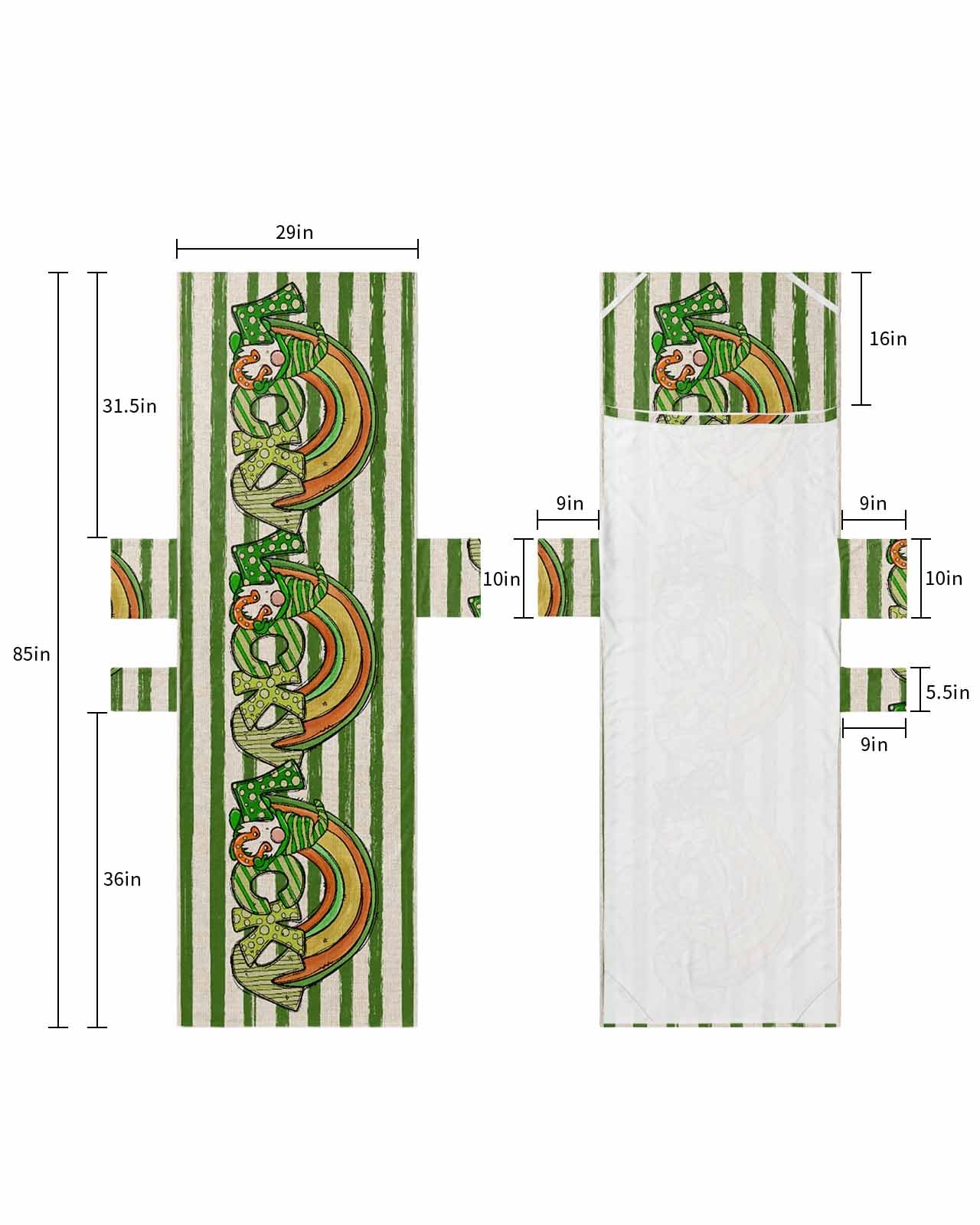 St. Patrick's Day Beach Lounge Chair Towel Cover, Soft Chaise Lounge Towel with Side Pockets Patio Pool Chairs Cover for Beach/Pool Sunbathing 29x85 Green Striped Lucky Gnomes Rainbow