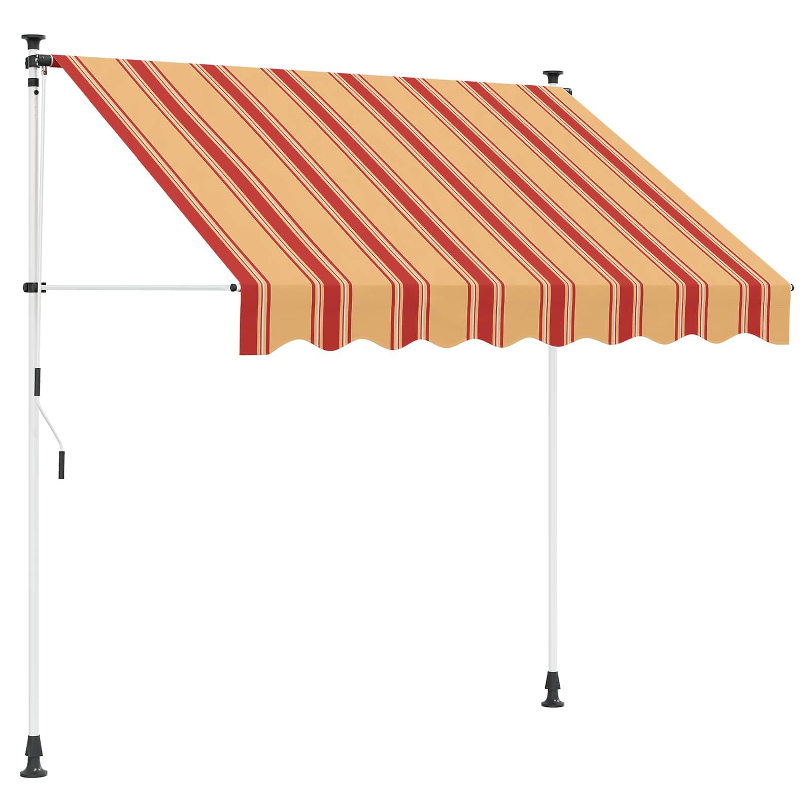 HGFDVCMR Einziehbare Markise Mehrfarbig 250 x 115 x 300 cm - Manuelle Klemmmarkise mit Handkurbel aus Polyester