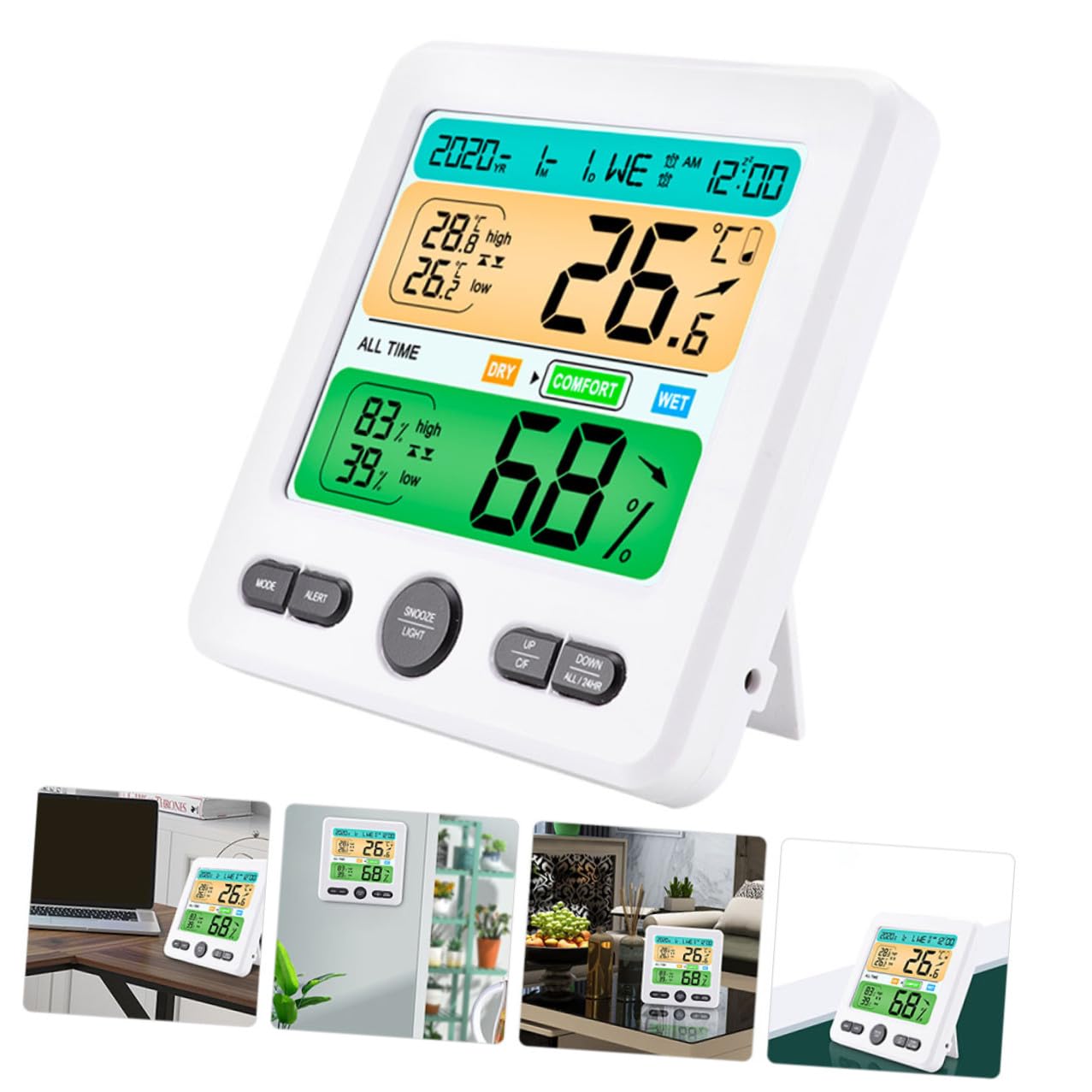 Termometro Digitale da Parete con Igrometro Ampio Display Leggibile Monitor Temperatura e Umidità per Interni per Casa Ufficio e Ambienti Pubblici
