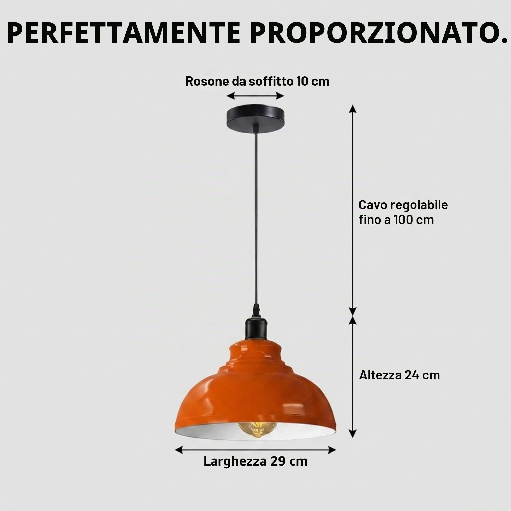 LEDSone 3pcs Vintage Retro Lampadario a Industriale Plafoniera E27 Paralume in metallo Sospensione LED Lampada Loft Sospensione (Arancione)