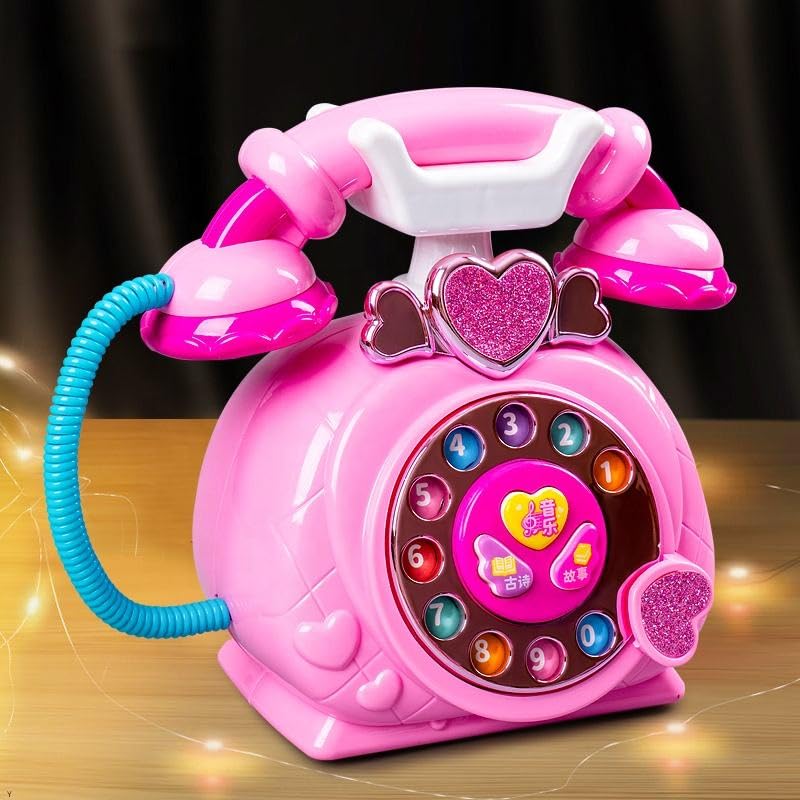 Kidoyz Classic Dial Receiver Telephone Toy for Kids | Retro Simulation Toy Phone with Rotating Number Dial, Calling Sound & Lights | Storytelling Pretend Play Toy (Color As Per Stock) 4