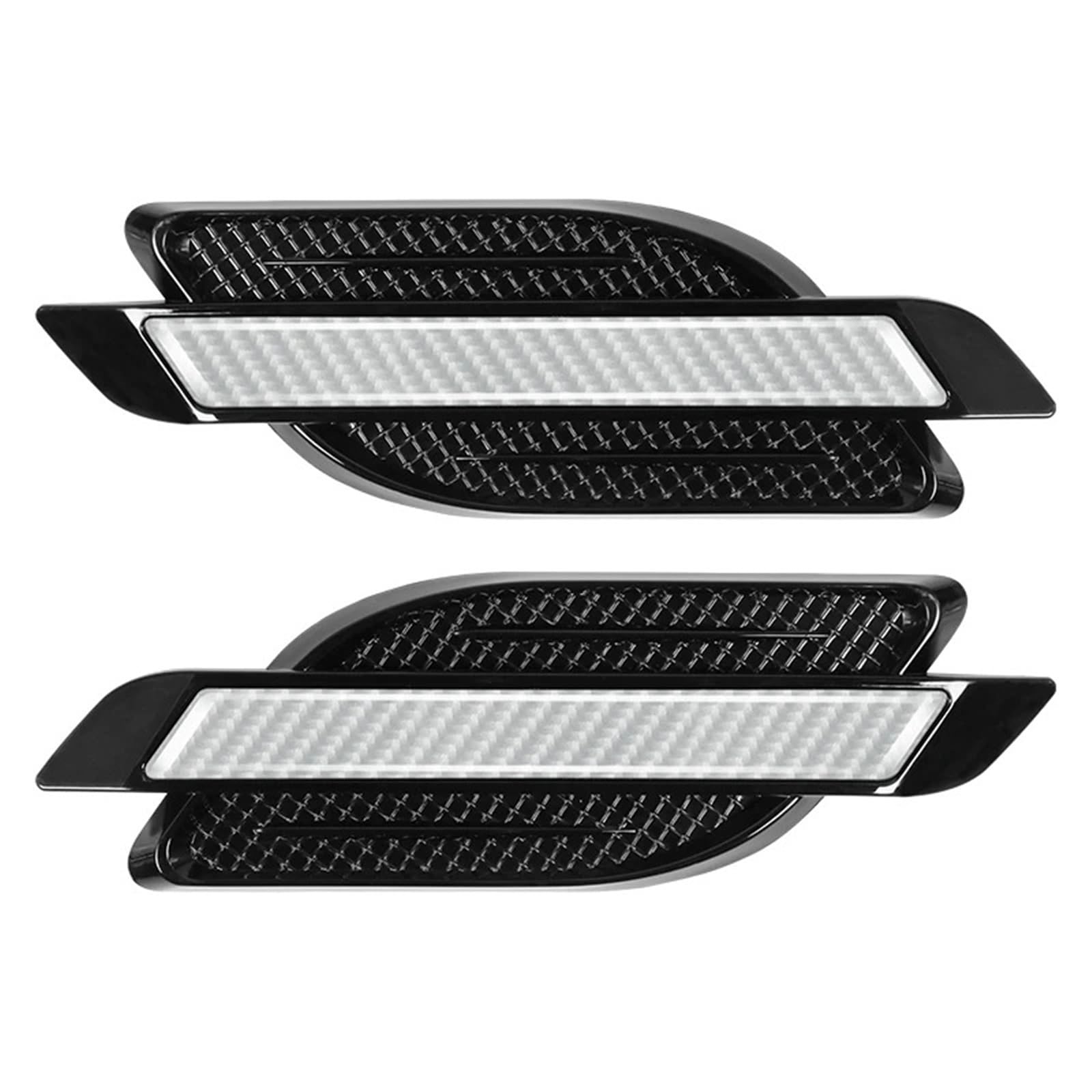Car Side Wing Trim Automotive Universal Wing Decorative Car Stickers Exterior Fender Side(White 2PCS)