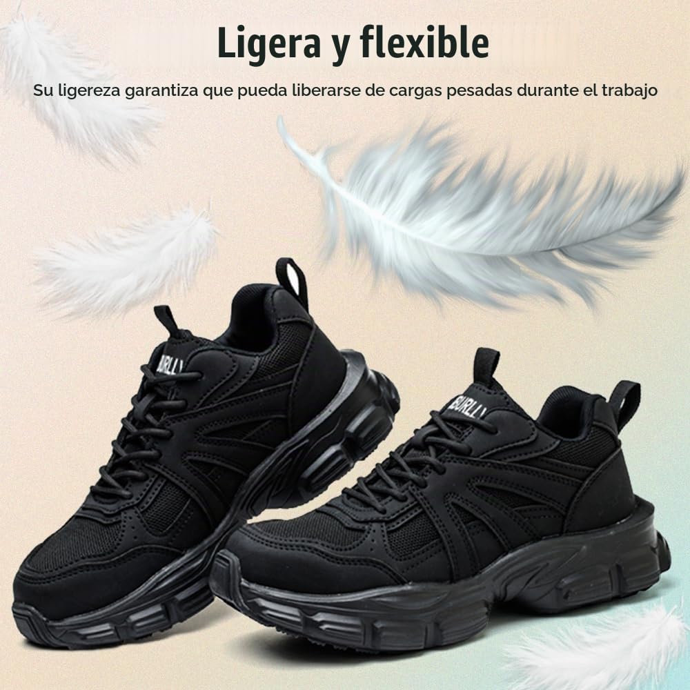 Zapatos de Seguridad para Mujer Ligeras Punta de Acero Zapatillas Cómodos Antideslizante de Trabajo Transpirable Calzado de Seguridad 36-42EU