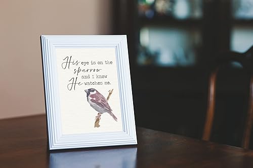 Miniatura 9 de Sage Light Design Co His Eye is on the Sparrow Hymn Wall Art 8x10 UNFRAMED Black, Brown, Red Wall Decor Religious Lyric Typography Home Decor