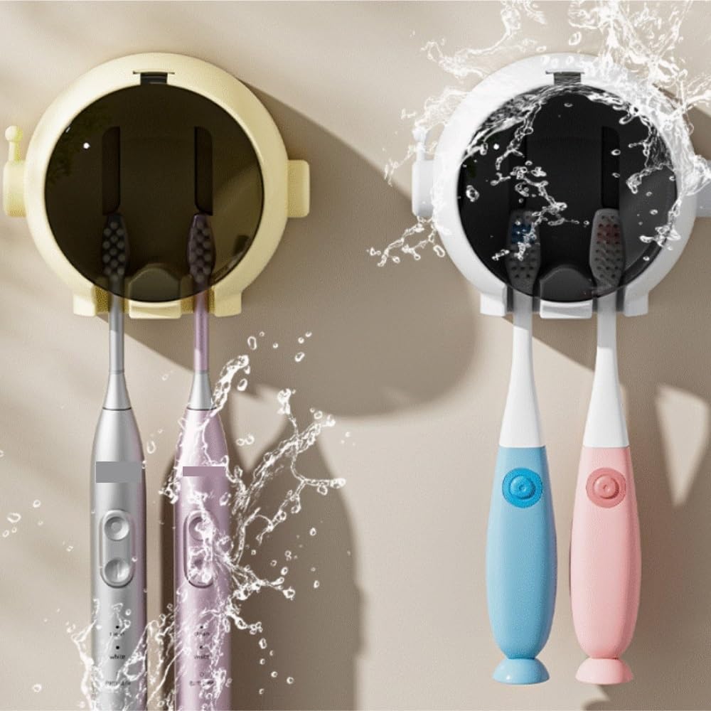 Portacepillos de Dientes para Familia Montado En La Pared Ningún Tenedor del Cepillo De Dientes Estante Almacenamiento Cuarto Baño Taladro For El Uso Hogar Cocinas(Pink)