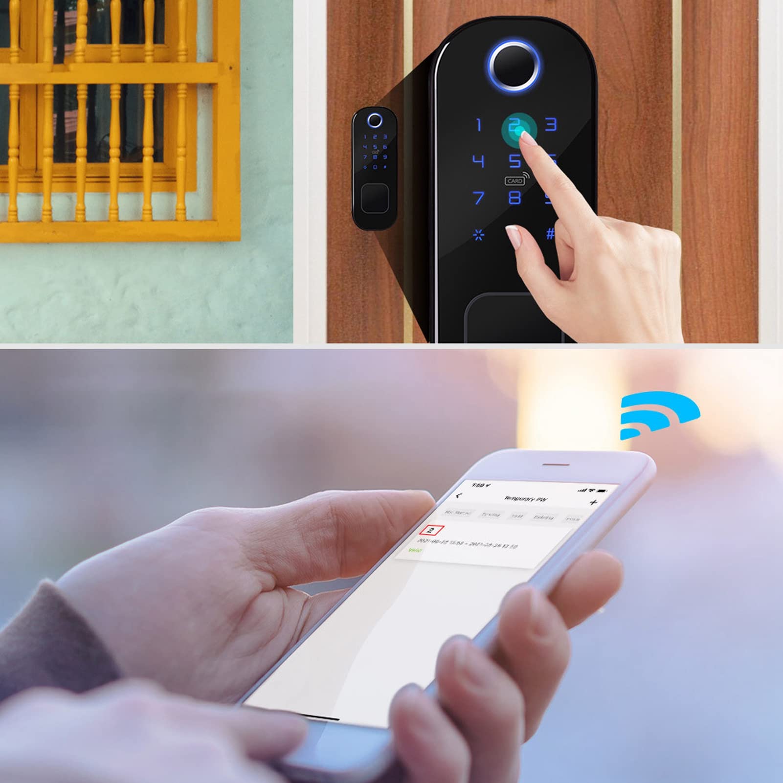 Serrure de Porte Intelligente Wifi électronique Télécommande Numérique Carte D' Digitales Mot de Passe Clavier électronique Pêne Dormant Ensembles de Poignée de Serrure de Porte Avant