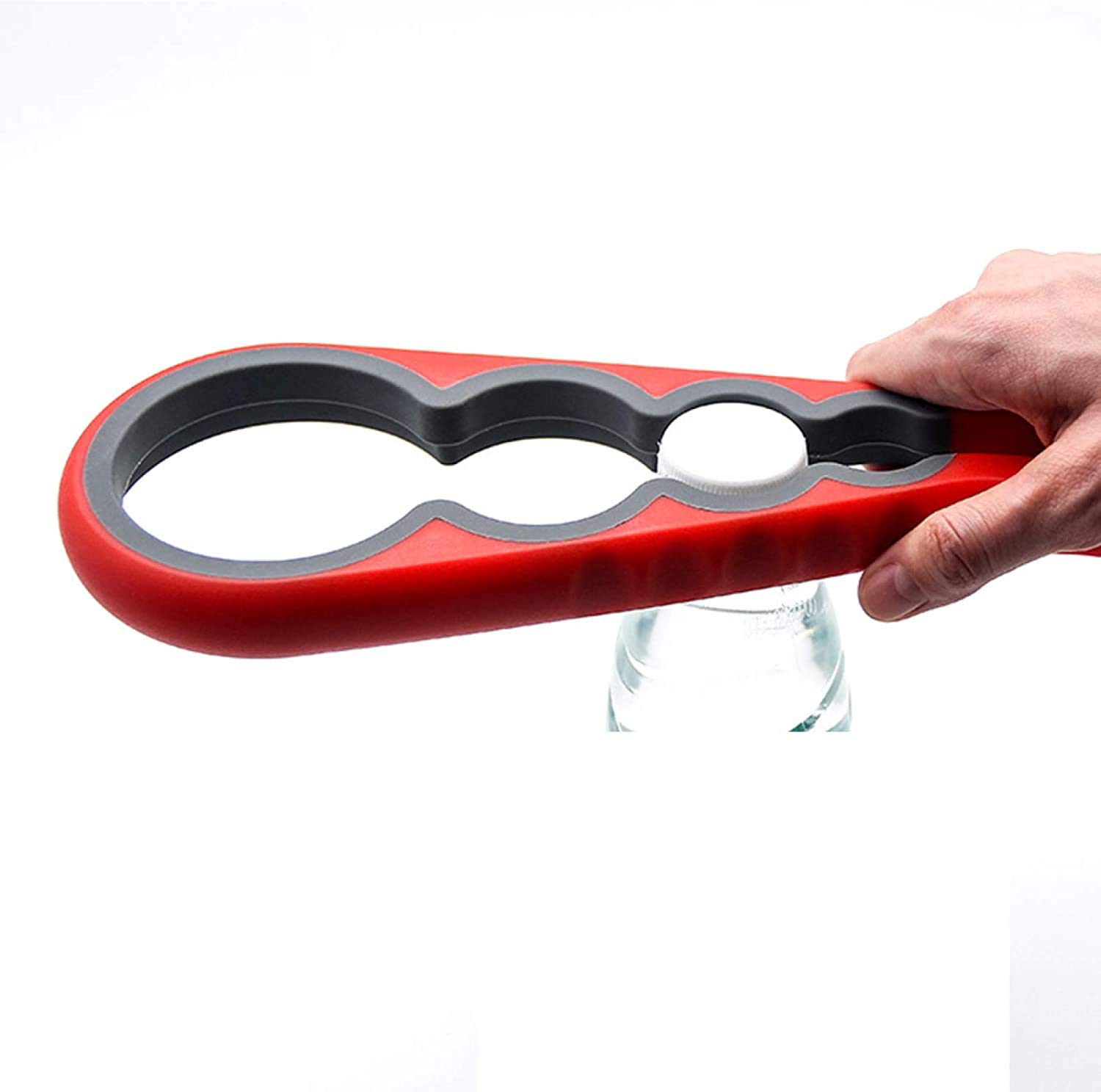 Multifunctional Can Opener Three in One Can Opener Home Kitchen Non-Slip Bottle Opener (Red)