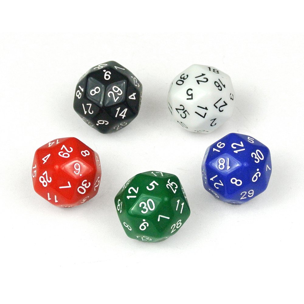 Juego De 12 Dados De 30 Caras (D30) De Acrílico – Dados Multicolor De 3 Cm Para Juegos De Mesa, Rol Y Coleccionismo, Perfectos Para Mejorar Tus Partidas