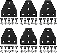 Vista 11 de 10 piezas 2020 placa de unión de soporte de esquina en forma de L, conector de extrusión de aluminio de 5 agujeros con 50 tuercas en T, 50 tornillos