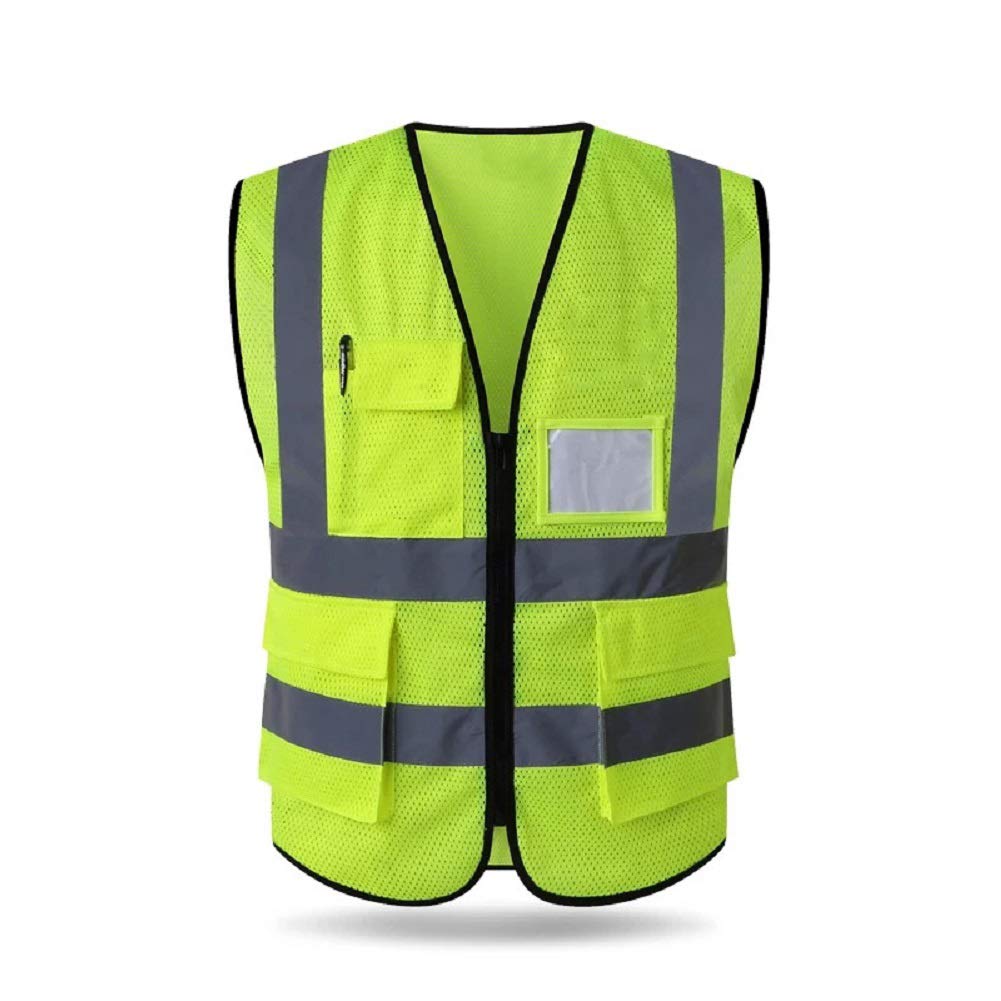 Amazon | HYCOPROT 反射安全ベスト、ポケットとジッパー付きの高可視性
